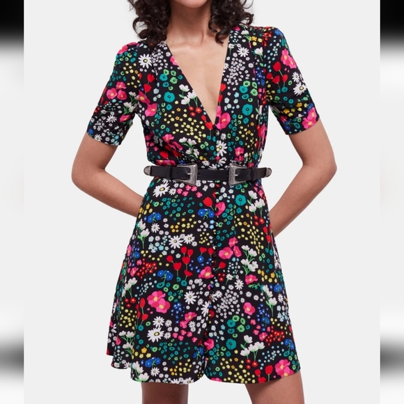 The Kooples Shirt Sleeve Floral Printed Dress - Picture 3 of 12